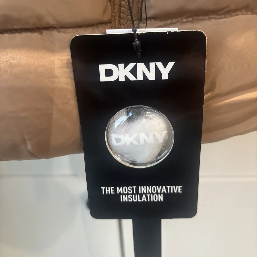 Girl's DKNY Carmel Brown Puffer Coat SZ 4 New With Tags Retail $130